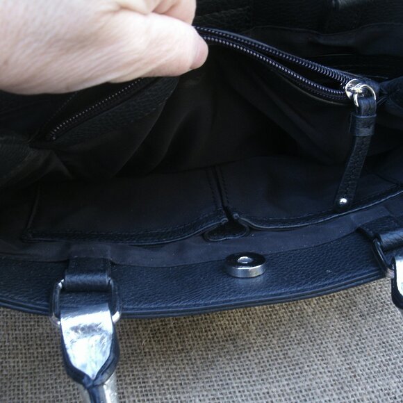 Black Nine West Tote Purse Faux Leather - Picture 10 of 16